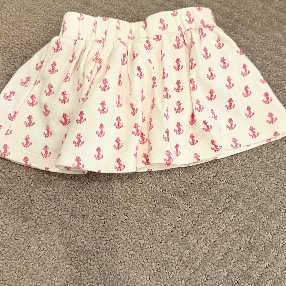 Kate Quinn Cream Skirt with Red Anchor Pattern